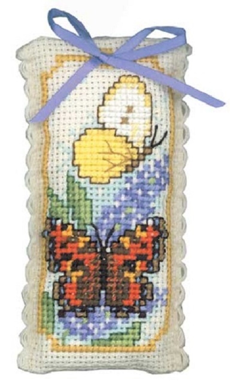 Textile Heritage Lavender Sachet Counted Cross Stitch Kit Butterflies & Buddleia